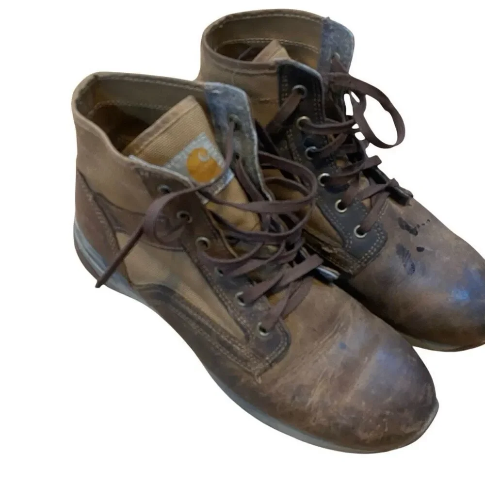 Carhartt men’s leather boots size 10.5 style FA5015-M ASTM f2892-18 EH stains an